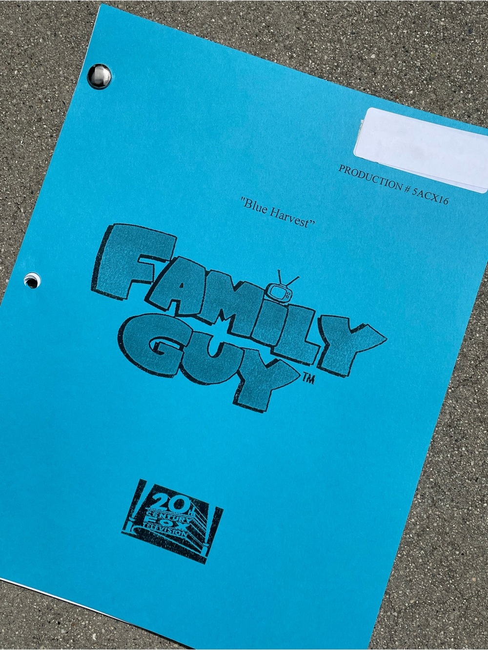 RARE Family Guy 2006 STAR WARS EPISODE Blue Harvest Production Used Table Script